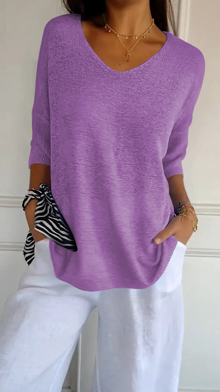 Priscille | Top en maille à col en V