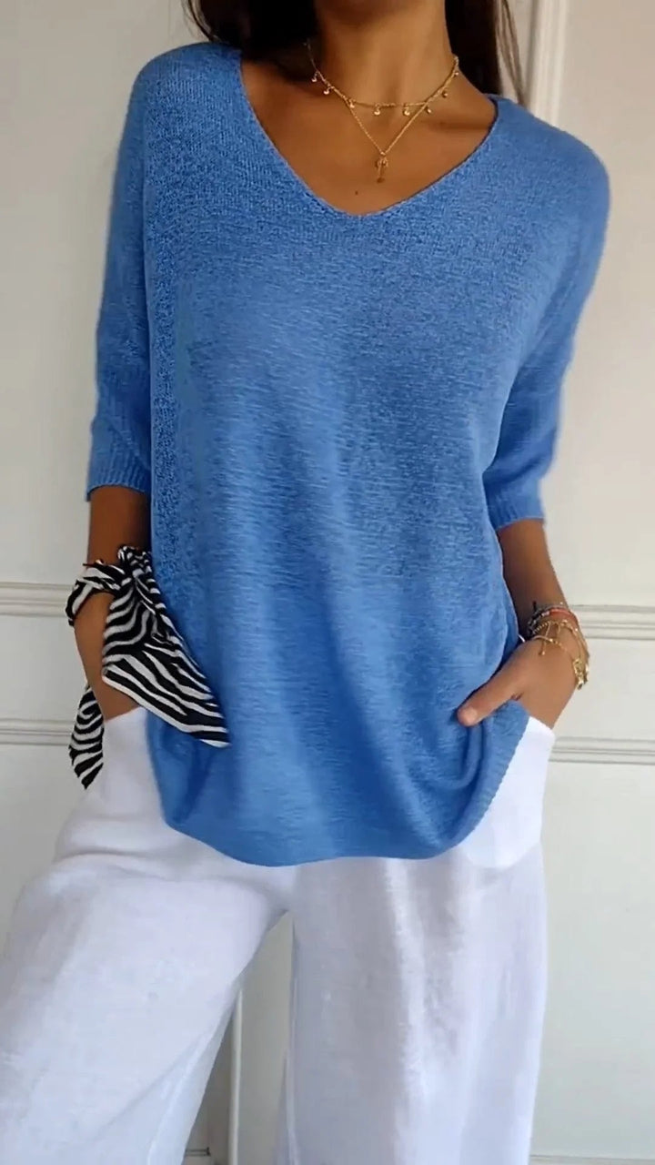 Priscille | Top en maille à col en V