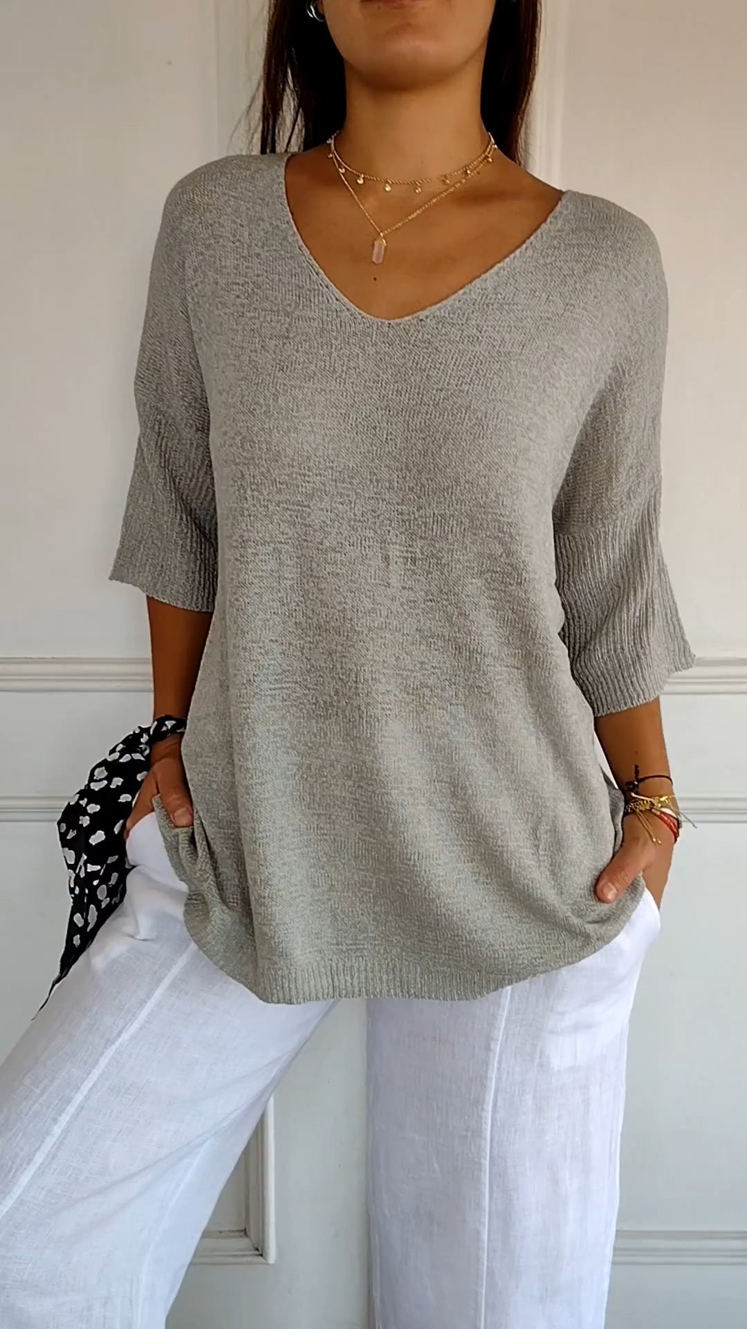 Priscille | Top en maille à col en V