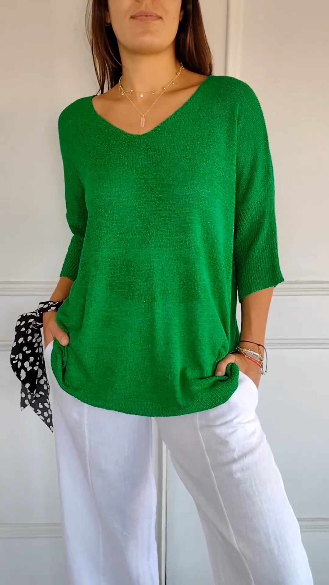 Priscille | Top en maille à col en V