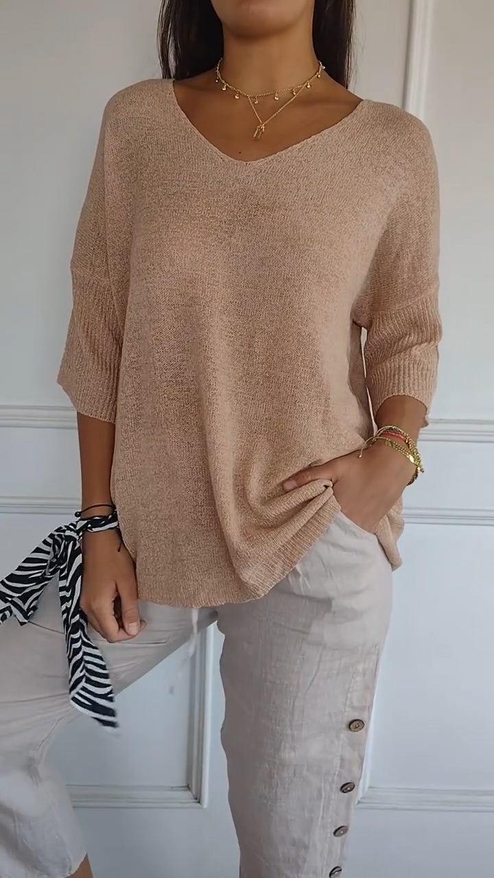 Priscille | Top en maille à col en V