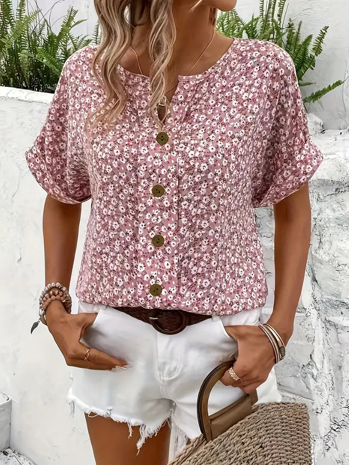 Charis™ - Blouse à Boutons Florale