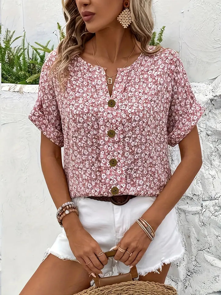 Charis™ - Blouse à Boutons Florale