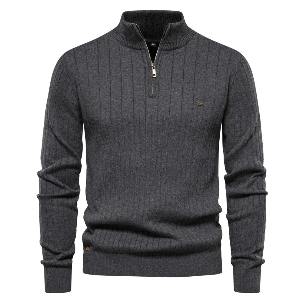 Pull à demi-zip unicolore pour homme