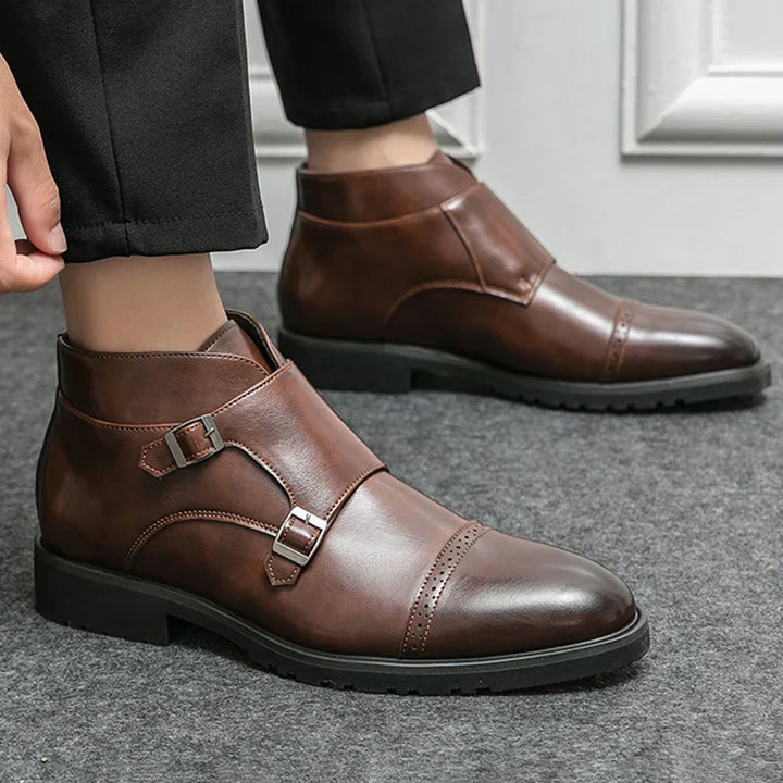 Charles | Bottes en cuir à double monk avec sangle