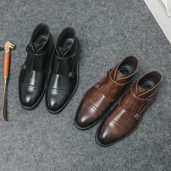 Charles | Bottes en cuir à double monk avec sangle