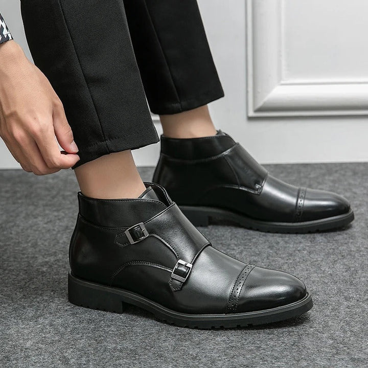 Charles | Bottes en cuir à double monk avec sangle